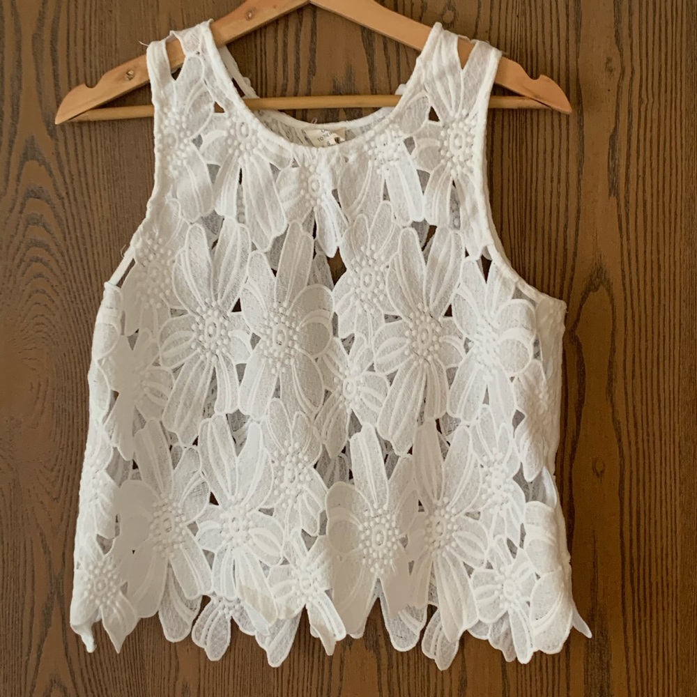 Caution to the Wind Flower Lace Tank